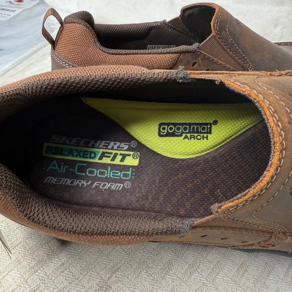 Skechers Mens Relaxed Fit Brown Leather Slip-Ons Size 11 Air-Cooled Memory Foam - Picture 4 of 9